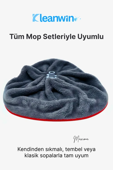 Kleanwin Maxima Gri Mega Boy Mikrofiber Havlu Mop Ucu – Yer Silme Mopu, İz Bırakmayan Temizlik Mopu - Resim 2