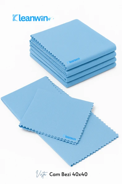 Kleanwin Vista 6'lı Mikrofiber Cam Bezi Seti 40x40 cm, 200 GSM | Açık Mavi Renk Araç ve Ev Cam Temizlik Bezi - Resim 2
