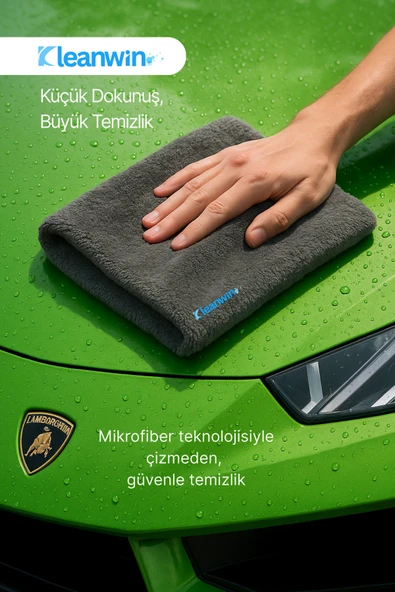 Kleanwin Angora Mikrofiber Bez 50x70 cm 350 GSM | Oto Kurulama Havlusu,Araç Yıkama,Cam ve Kurulama Bezi - Resim 2