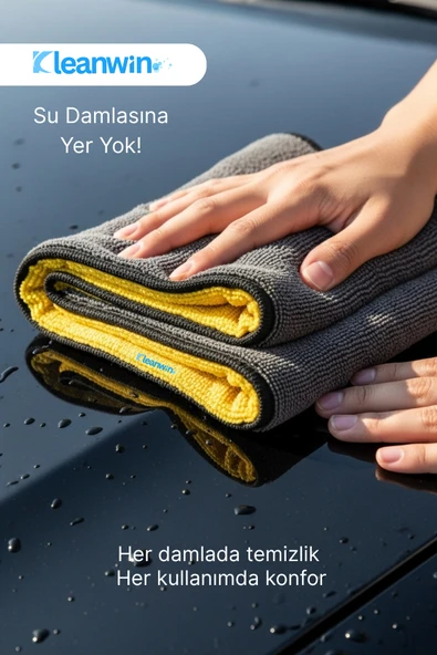 Kleanwin AquaMax 3’lü Set 50x70 cm Mikrofiber 800 GSM Oto Kurulama Havlusu – Çift Katlı Ultra Emici Havlu - Resim 6