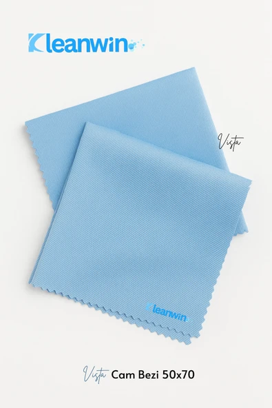 Kleanwin Vista 2’li Mikrofiber Cam Bezi Seti 50x70 cm, 200 GSM | Açık Mavi Renk Araç ve Ev Cam Temizlik Bezi - Resim 2