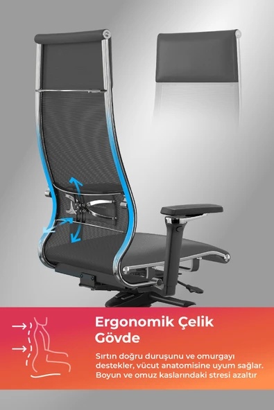 Metta Samurai Ergonomik Koltuk | Bel Destekli, Tekerlekli, Yükseklik Ayarlı, Yönetici Koltuğu -506.F.1.62 - Resim 2