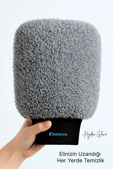 Kleanwin Hydroglove Mikrofiber Oto Yıkama Eldiveni | Gri | Sünger Dolgulu, Emici Araç Temizlik Eldiveni - Resim 3