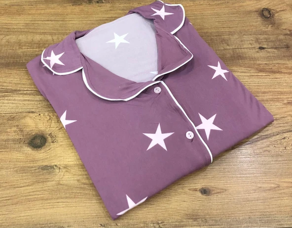 Pijamood Kadın Milan Kumaş Önü Düğmeli Mevsimlik Uzun Kol Pijama Takımı - Resim 11