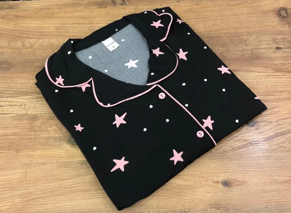 Pijamood Kadın Milan Kumaş Önü Düğmeli Mevsimlik Uzun Kol Pijama Takımı - Resim 7