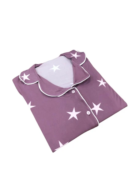 Pijamood Kadın Milan Kumaş Önü Düğmeli Mevsimlik Uzun Kol Pijama Takımı - Resim 10