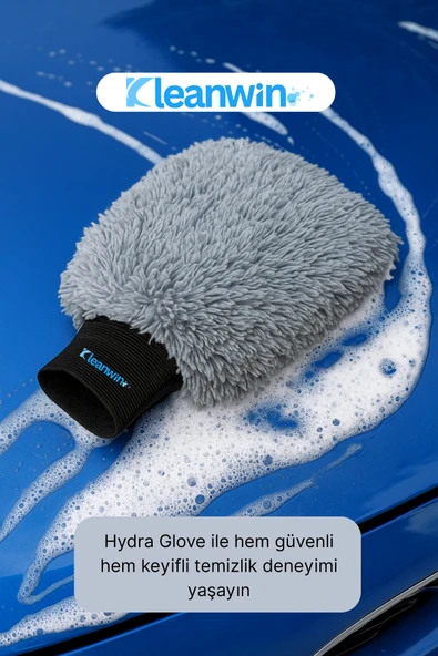Kleanwin Hydroglove Mikrofiber Oto Yıkama Eldiveni | Gri | Sünger Dolgulu, Emici Araç Temizlik Eldiveni - Resim 2