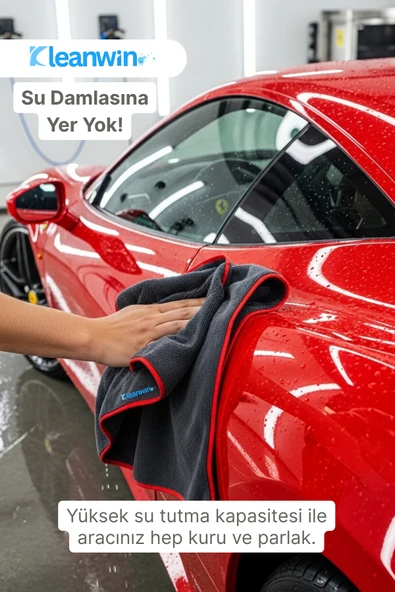 Kleanwin Gaia 2'li 50x70cm Mikrofiber Kurulama Bezi 300 GSM | Oto Kurulama Havlusu, Araç ve Cam Temizlik Bezi - Resim 7