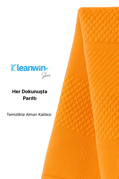 Kleanwin Shine 40x60Cm Mikrofiber Cam Bezi Turuncu – Ev ve Araç Cam Temizlik Bezi, İz Bırakmaz Mikrofiber Bez - Resim 7
