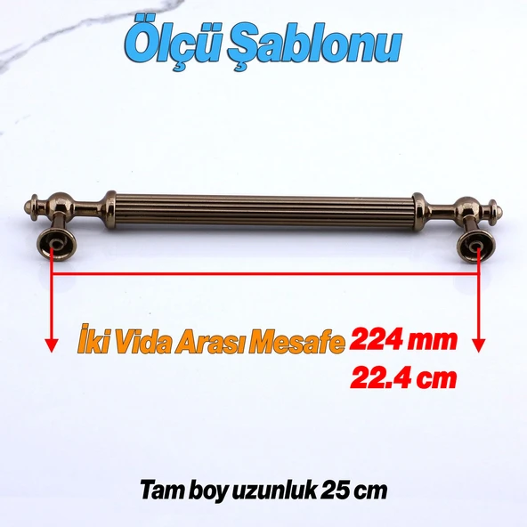 Nesil Çizgili 224 mm Bronz Metal Kulp Mobilya Çekmece Mutfak Dolabı Dolap Kulpları Kulpu Kulpları - Resim 4