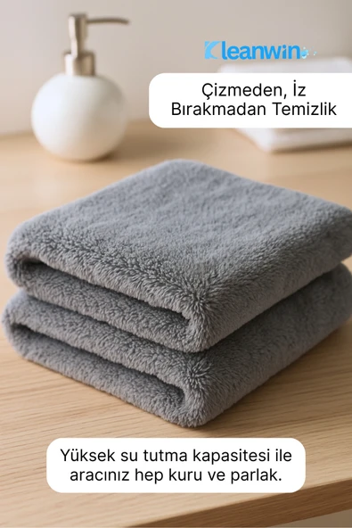 Kleanwin Angora Mikrofiber Bez 50x70 cm 350 GSM | Oto Kurulama Havlusu,Araç Yıkama,Cam ve Kurulama Bezi - Resim 6