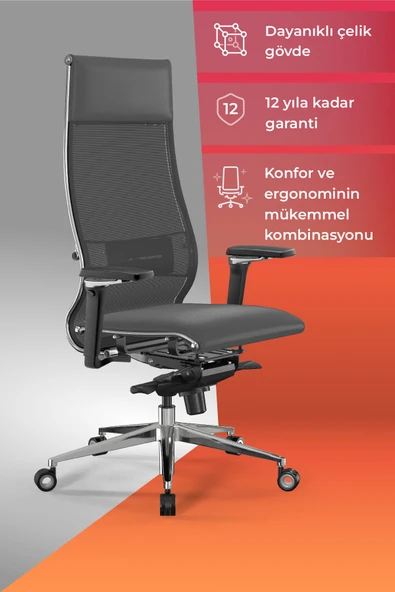 Metta Samurai Ergonomik Koltuk | Bel Destekli, Tekerlekli, Yükseklik Ayarlı, Yönetici Koltuğu -506.F.1.62 ürün görseli 1