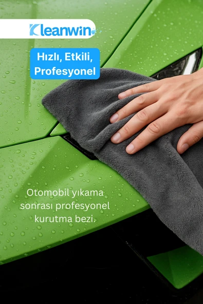 Kleanwin Angora Mikrofiber Bez 50x70 cm 350 GSM | Oto Kurulama Havlusu,Araç Yıkama,Cam ve Kurulama Bezi - Resim 3