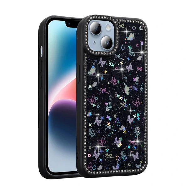 Apple iPhone 13 Kılıf Taşlı ve Simli Tasarım Zore Azra Kapak ürün görseli