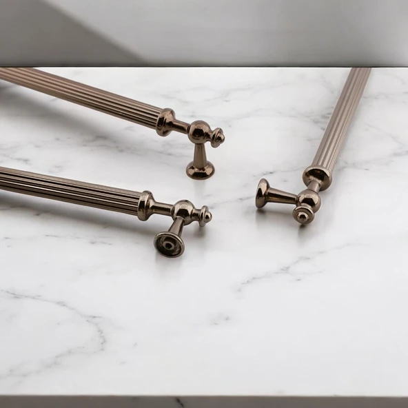 Nesil Çizgili 224 mm Bronz Metal Kulp Mobilya Çekmece Mutfak Dolabı Dolap Kulpları Kulpu Kulpları - Resim 5