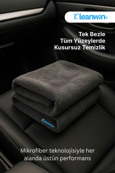 Kleanwin Angora Mikrofiber Bez 50x70 cm 350 GSM | Oto Kurulama Havlusu,Araç Yıkama,Cam ve Kurulama Bezi - Resim 5