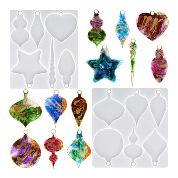 Epoksi Noel Dekorasyon Süsleri Silikon Kalıbı 12 Li (2 Parça) ürün görseli