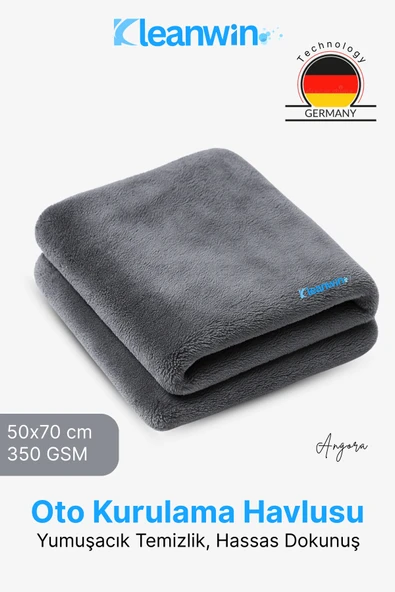 Kleanwin Angora Mikrofiber Bez 50x70 cm 350 GSM | Oto Kurulama Havlusu,Araç Yıkama,Cam ve Kurulama Bezi ürün görseli