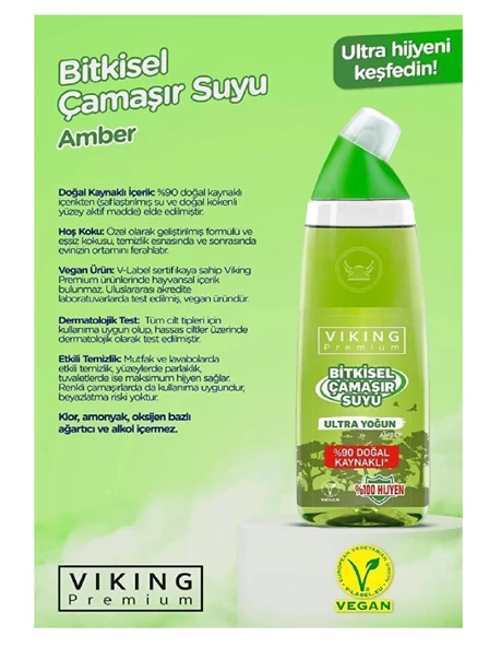 VİKİNG PREMİUM ULTRA ÇAMAŞIR SUYU AMBER 750 ML ürün görseli