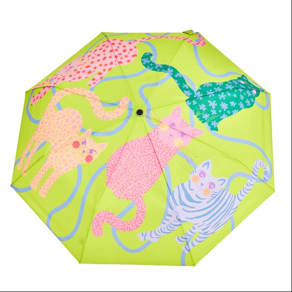 Original Duckhead Duck Kompakt Şemsiye Arty Cats Lime - Resim 2