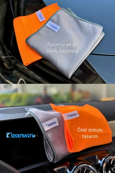 Kleanwin Lucid Mikrofiber Araba Cam Bezi 50x70 cm 240 GSM – Gri, İz Bırakmaz Cam Silme ve Kurulama Bezi - Resim 6