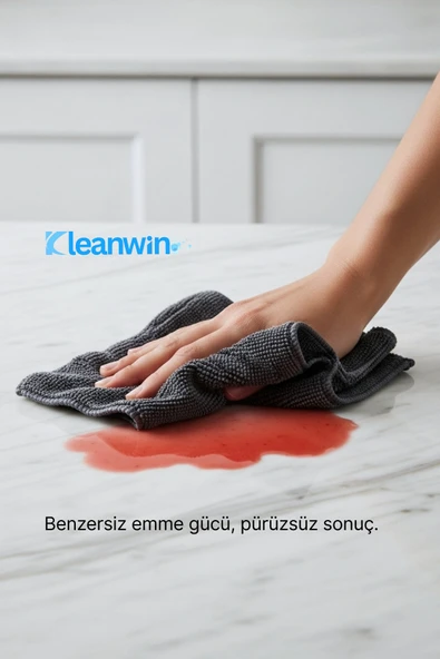 Kleanwin Titan 4’lü Mikrofiber Kurulama Bezi 40x40 cm | 300 GSM | Kurulama Havlusu, Çok Amaçlı Temizlik Bezi - Resim 3