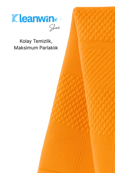 Kleanwin Shine 2’li 40x60Cm Mikrofiber Cam Bezi Seti – Mavi ve Turuncu, Ev ve Araç Cam Temizlik Bezi - Resim 6