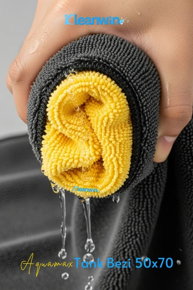Kleanwin Aquamax Mikrofiber Oto Kurulama Havlusu 50x70 cm, 800 GSM | Emici Araç Yıkama ve Cam Temizlik Bezi - Resim 2