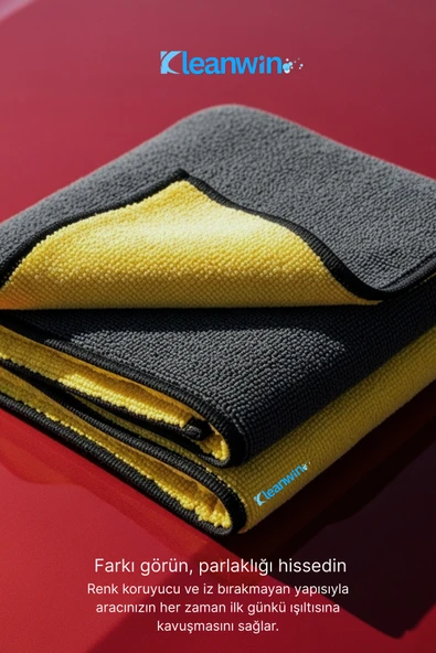 Kleanwin Aquamax Mikrofiber Oto Kurulama Havlusu 50x70 cm, 800 GSM | Emici Araç Yıkama ve Cam Temizlik Bezi - Resim 6