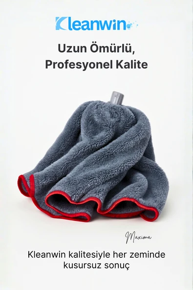 Kleanwin Maxima Gri Mega Boy Mikrofiber Havlu Mop Ucu – Yer Silme Mopu, İz Bırakmayan Temizlik Mopu - Resim 5