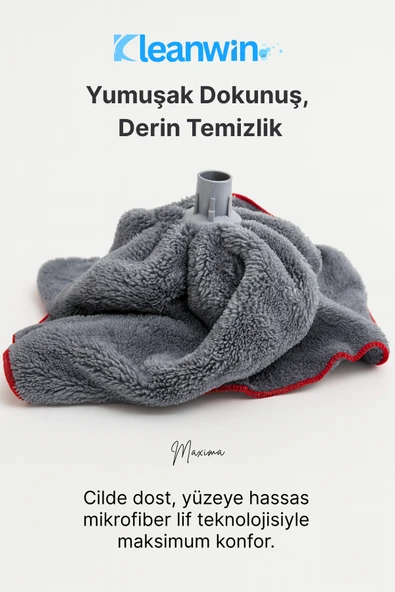 Kleanwin Maxima Gri Mega Boy Mikrofiber Havlu Mop Ucu – Yer Silme Mopu, İz Bırakmayan Temizlik Mopu - Resim 8