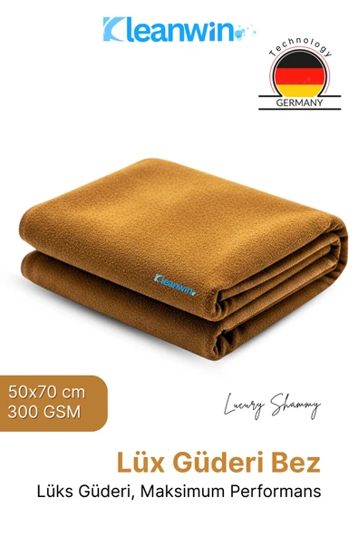 Kleanwin Luxury Shammy Güderi Bez | 50x70 cm | 300 GSM | Emici Araç Kurulama ve Yeni Nesil Temizlik Bezi ürün görseli