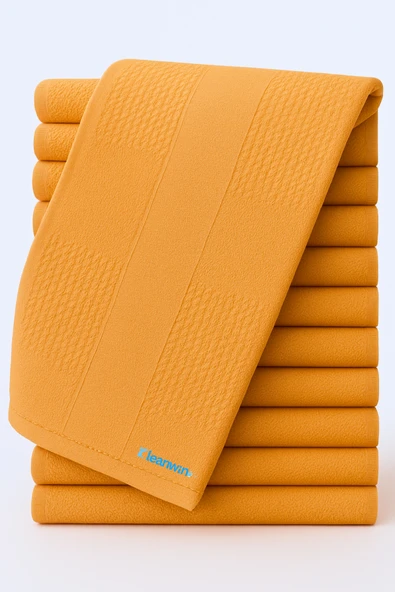 Kleanwin Shine 40x60Cm Mikrofiber Cam Bezi Turuncu – Ev ve Araç Cam Temizlik Bezi, İz Bırakmaz Mikrofiber Bez - Resim 2