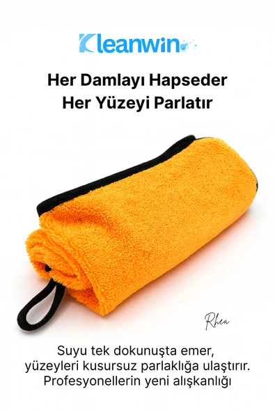 Kleanwin Rhea 50x70Cm 600 GSM Mikrofiber Oto Kurulama Bezi – Ev ve Araç İçin Profesyonel Temizlik Bezi - Resim 8