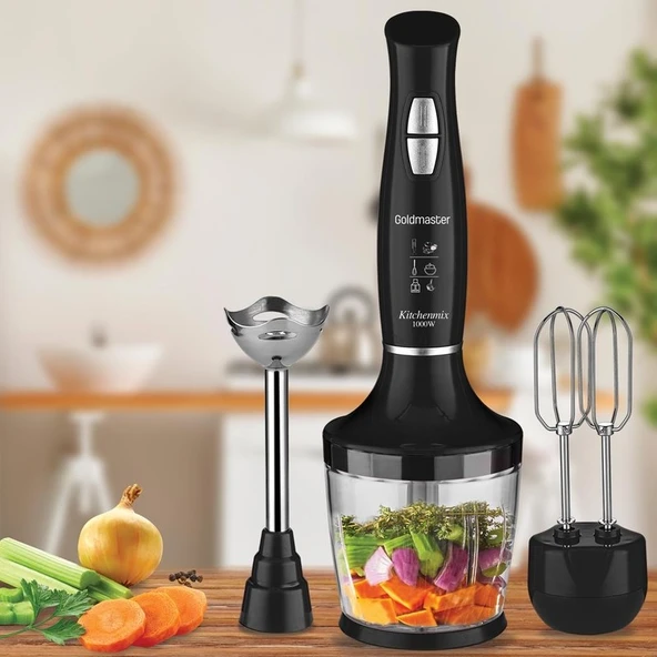 Goldmaster Kitchenmix IN-6140S  1000W Güçlü Motor Turbo Hız Ayarlı 3 In 1 Blender Set Siyah ürün görseli