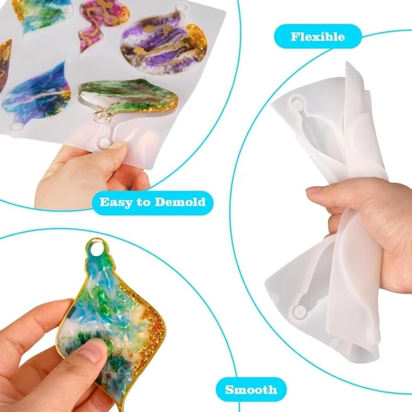 Epoksi Noel Dekorasyon Süsleri Silikon Kalıbı 12 Li (2 Parça) - Resim 3