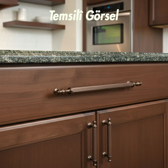 Nesil Çizgili 224 mm Bronz Metal Kulp Mobilya Çekmece Mutfak Dolabı Dolap Kulpları Kulpu Kulpları - Resim 2