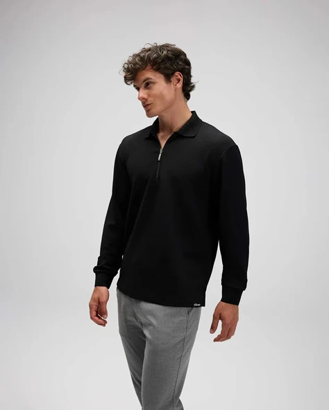 Ellesse Erkek Polo Sweatshirt EM601-BK - Resim 4