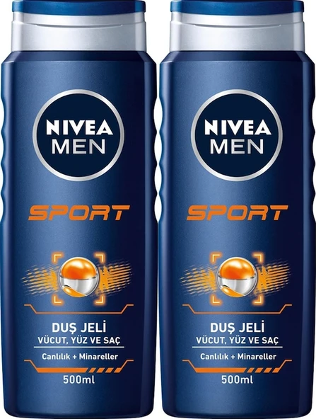 Nivea Men Sport Erkek Saç ve Vücut Şampuanı 2 x 500 ML ürün görseli 1