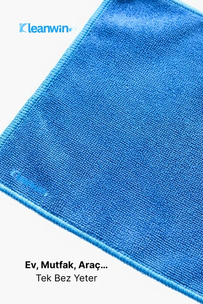 Kleanwin Velora Mavi Kadife Mikrofiber Bez 40x40Cm 400 GSM – Ev, Mutfak ve Araç Çok Amaçlı Temizlik Bezi - Resim 3