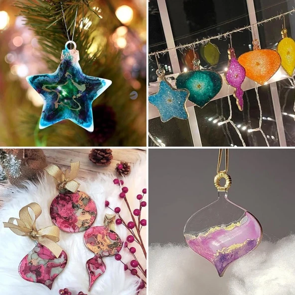 Epoksi Noel Dekorasyon Süsleri Silikon Kalıbı 12 Li (2 Parça) - Resim 4