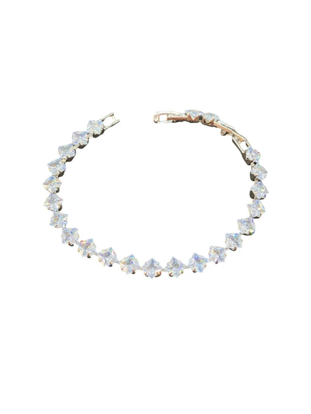 Gümüş Renk VIP Model Kadın Özel Dizme Zirkon Taşlı 316L Çelik Bileklik | Parlak ve Şık Hediye ürün görseli 1