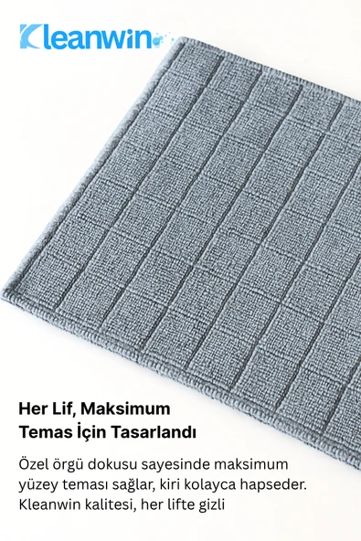 Kleanwin GridPro 3’lü Mikrofiber Mutfak Bezi 40x40 cm – Çok Amaçlı İz Bırakmayan Temizlik Bezi - Resim 3