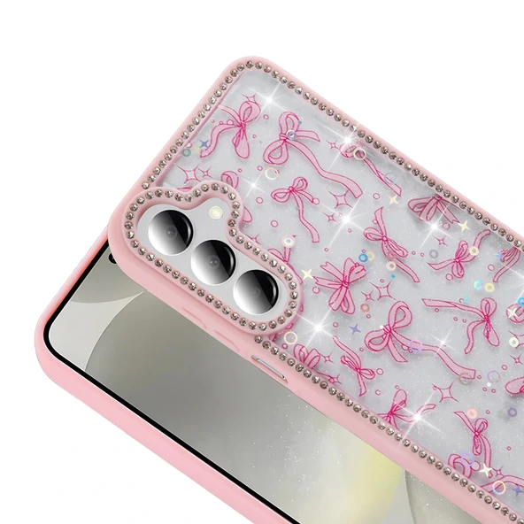 Galaxy A55 Kılıf Taşlı ve Simli Tasarım Zore Azra Kapak - Resim 6