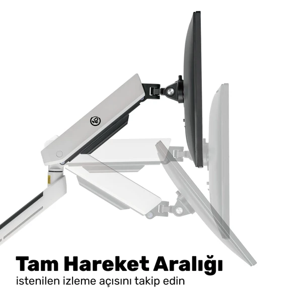 NPO STD54012HLW Elysium 27"-45" Profesyonel Gaming RGB Amortisörlü VESA Tek Kol Monitör Tutucu - Resim 2