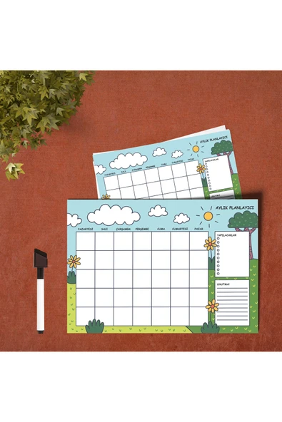 Uraz Defter Okul Çocuk Aylık Planlayıcı Yaz-Sil Pvc Poster 21x30 cm