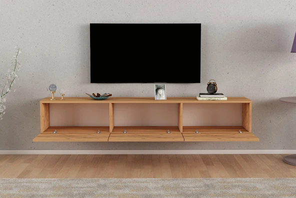 LENDA Yaren 3 Kapaklı Duvara Monte Tv Ünitesi - Atlantik Çam - 3