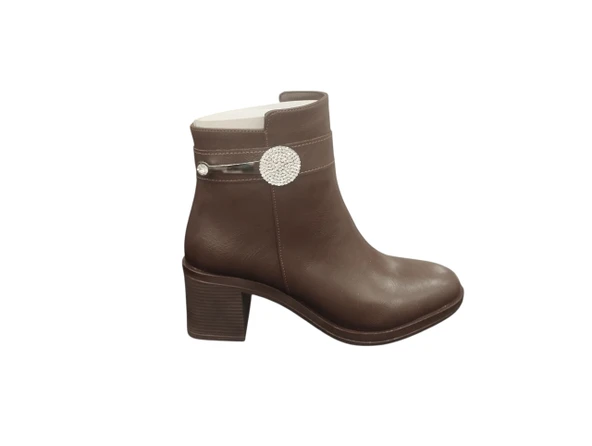 Ventes 9061512Z Yandan Fermuarlı 6 cm Kalın Topuk Günlük Kadın Bot - 5