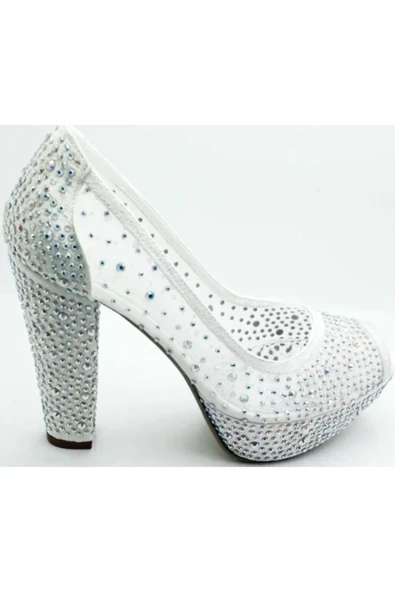 Kadın Sedef Taşlı Abiye Topuklu Ayakkabı 586398 - Resim 2