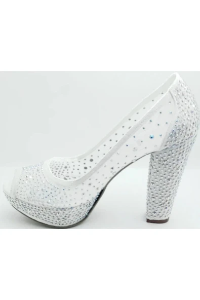 Kadın Sedef Taşlı Abiye Topuklu Ayakkabı 586398 - Resim 3